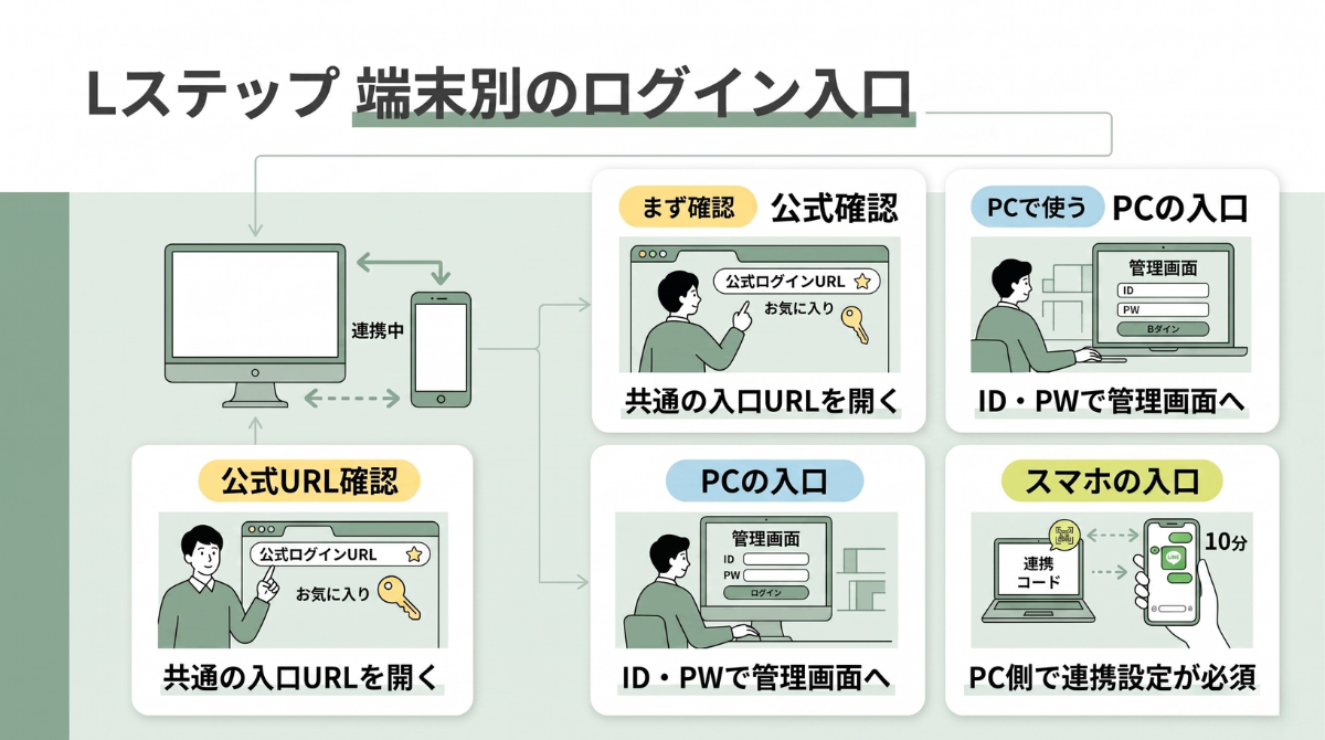 Lステップの端末別ログイン