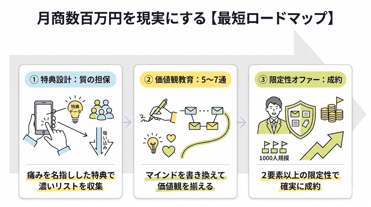 DRMで稼ぐための優先順位5項目をまとめたロードマップ総括図